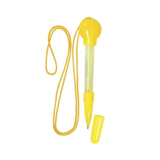 Bolígrafo Pump pompas de jabón lanyard capucha colores varios tinta azul