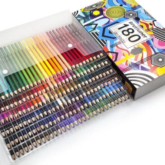 Crayon aquarellable professionnel 180 couleurs Bois Naturel Pointe Solide