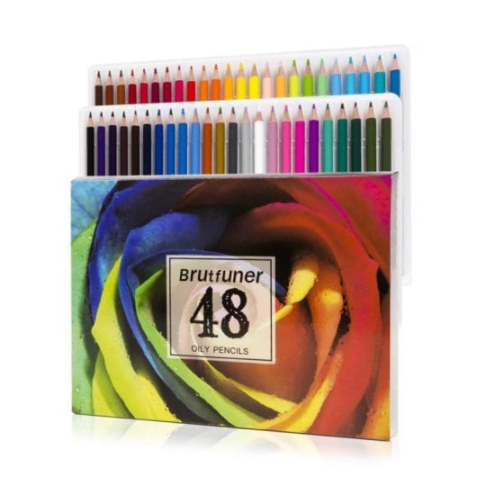 Crayon de couleur à l'huile 48 couleurs Boîte réutilisable Bois écologique