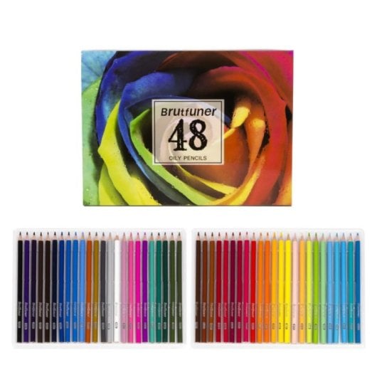 Crayon de couleur à l'huile 48 couleurs Boîte réutilisable Bois écologique