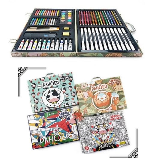 Estojo Artes Plásticas 138 peças design HIP HOP com lápis duplos e marcadores