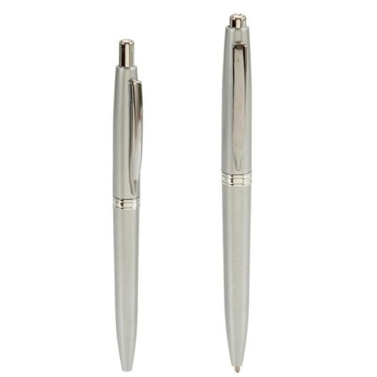 Bolígrafo Pulsador Set 2 Unidades Color Plata Termoplástico Clip Metálico