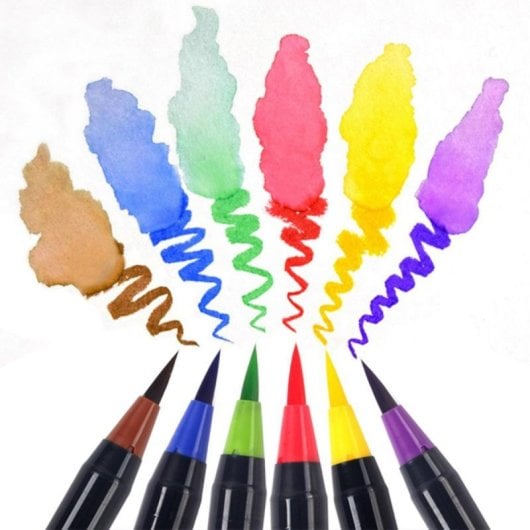 Conjunto de Marcador Aguarela 24+1 Ponta Pincel Nylon Flexível Cores Intensos