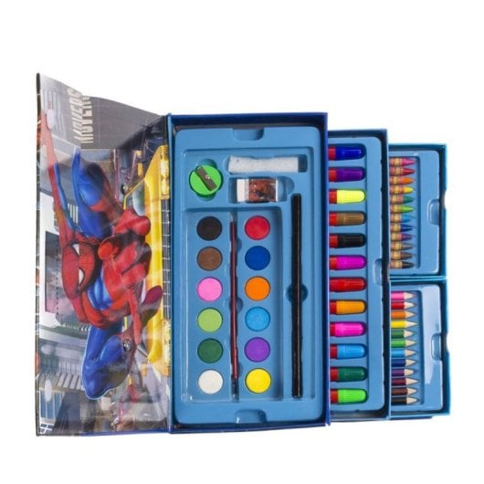 Conjunto de pintura Spiderman 54 peças maleta com gavetas termoplástico