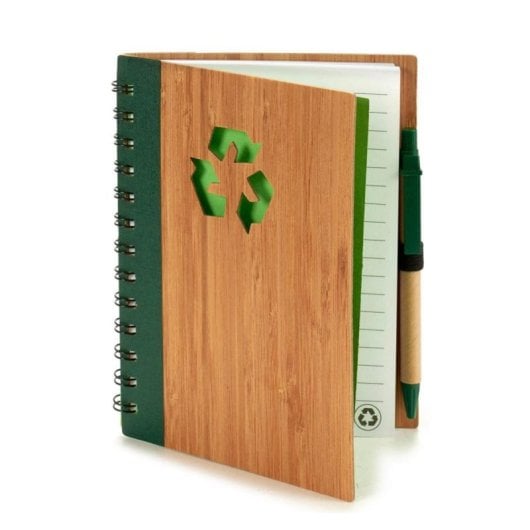 Carnet Bambou Recyclé avec Stylo 18 x 14 cm Pack 4 Couleurs Assortis