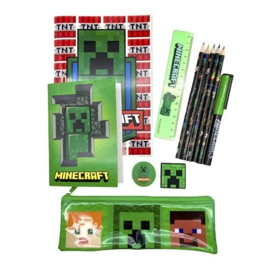 Set de papeterie Minecraft carnet A5 trousse crayons couleur règles gomme taille-crayon