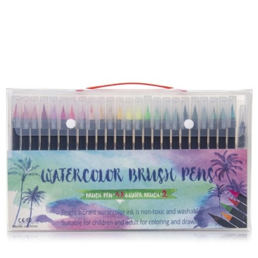 Set 48 Rotuladores pinceau aquarellables nylon premium avec mélangeur d'eau