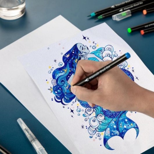 Set 48 Rotuladores pinceau aquarellables nylon premium avec mélangeur d'eau