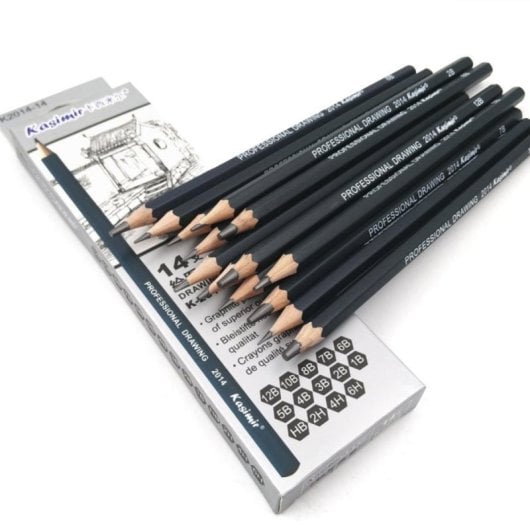 Grafitstift Kasimir Professionell Set 14 Stück verschiedene Härtegrade 12B-6H