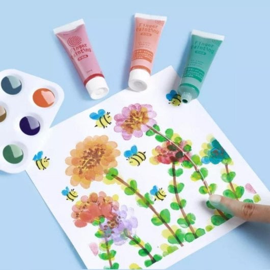 Peinture acrylique pour doigts Set 12 couleurs Non toxique Lavable Enfants Accessoires