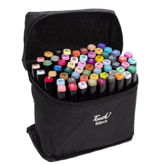 Set de 262 feutres double pointe étui de transport polyester couleurs variées