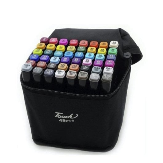 Set de 262 feutres double pointe avec étui de transport polyester