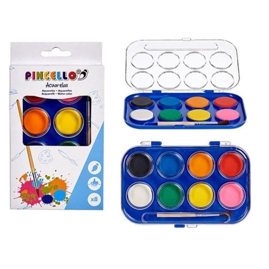 Aquarellset 8 Farben mit Holzpinsel Hochwertiges Design Vielseitig Nutzbar