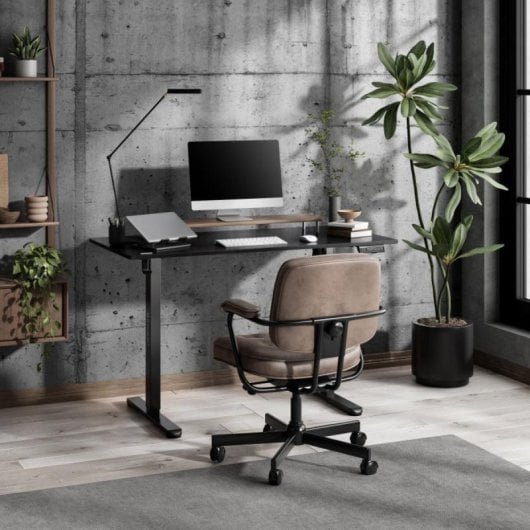 Escritorio SENSE7 NOJO Light 120x60 cm eléctrico altura regulable 70 kg negro/madera/hormigón/gris