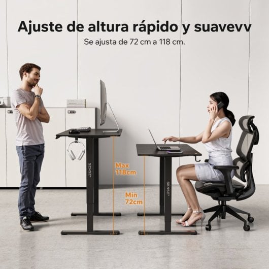 Escritorio SENSE7 NOJO Light 120x60 cm eléctrico altura regulable 70 kg negro/madera/hormigón/gris