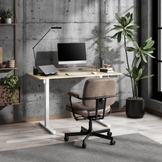 Escritorio SENSE7 NOJO Light 120x60 cm Ajuste Eléctrico Altura Memoria Negro/Madera/Hormigón/Gris