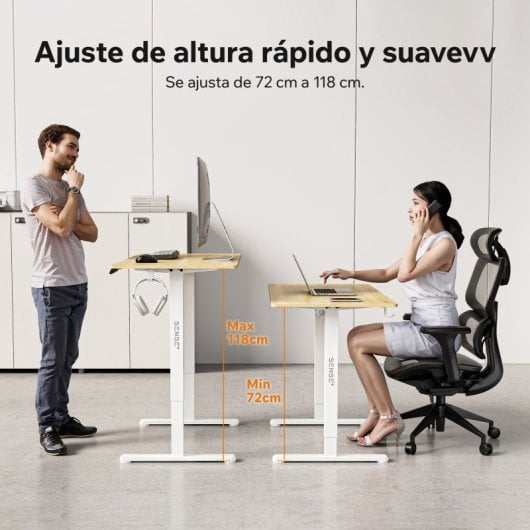 Escritorio SENSE7 NOJO Light 120x60 cm Ajuste Eléctrico Altura Memoria Negro/Madera/Hormigón/Gris