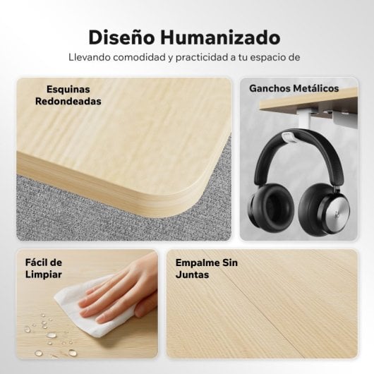 Escritorio SENSE7 NOJO Light 120x60 cm Ajuste Eléctrico Altura Memoria Negro/Madera/Hormigón/Gris