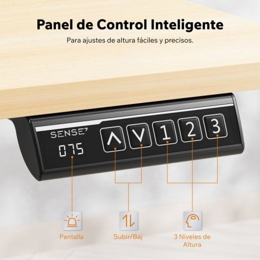 Escritorio SENSE7 NOJO Light 120x60 cm Ajuste Eléctrico Altura Memoria Negro/Madera/Hormigón/Gris
