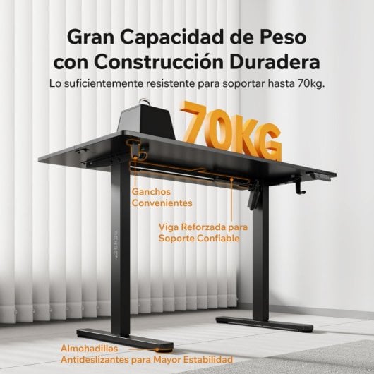 Escritorio SENSE7 NOJO Light 120x60 cm Ajuste Eléctrico Altura Memoria Negro/Madera/Hormigón/Gris