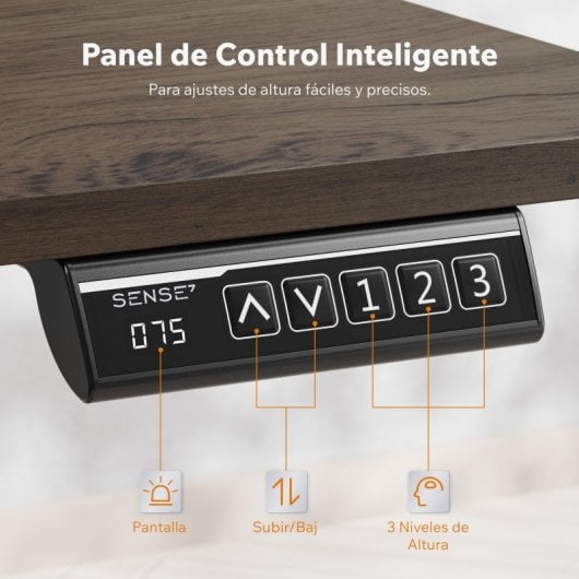 SENSE7 Nojo Light Escritorio Regulable Eléctrica con Motor 120x60 Negro/Marrón oscuro