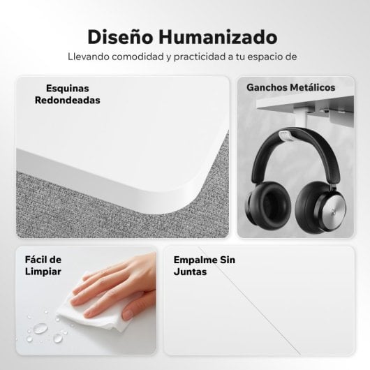 SENSE7 Nojo Light Escritorio Regulable Eléctrica con Motor 140x70 Blanco