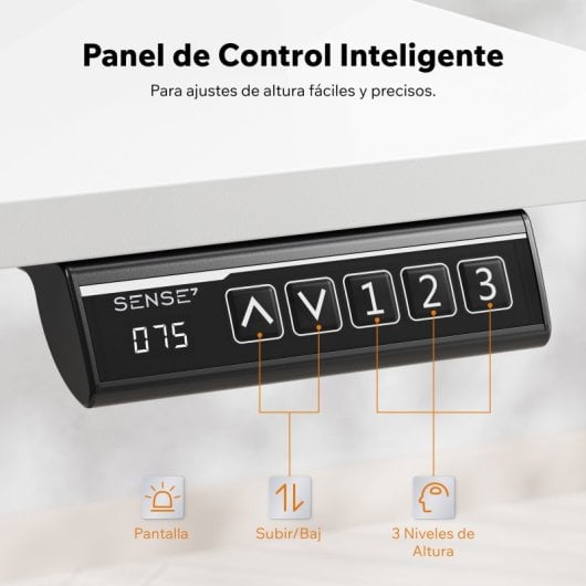 SENSE7 Nojo Light Escritorio Regulable Eléctrica con Motor 140x70 Blanco