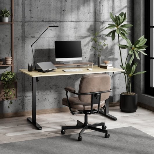 Escritorio SENSE7 NOJO Light 140x70 cm ajuste eléctrico altura carga 70 kg negro/madera/hormigón/gris