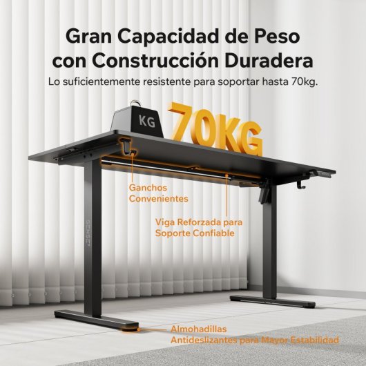 Escritorio SENSE7 NOJO Light 140x70 cm ajuste eléctrico altura carga 70 kg negro/madera/hormigón/gris
