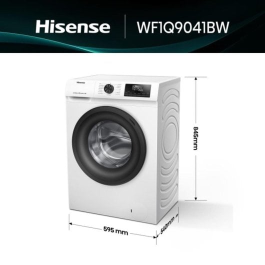 Máquina de Lavar Roupa Hisense WF1Q9041BW 9 kg Carga Frontal 1400 rpm Classe A Branca com Vapor e Inverter