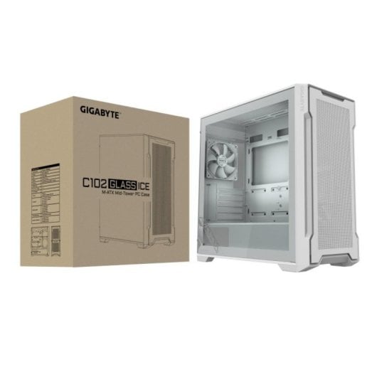 Caja PC GIGABYTE C102 Glass Blanco Ventana Lateral Midi Tower Mini-ATX Vidrio Templado