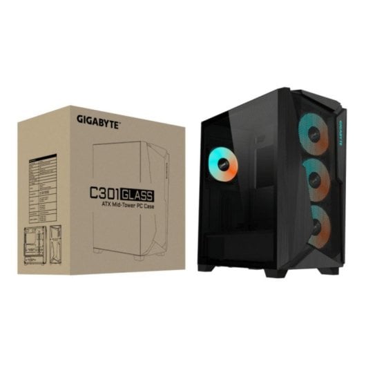 Boîtier PC GIGABYTE C301 GLASS Midi Tower Fenêtre Latérale RGB ATX EATX USB-C