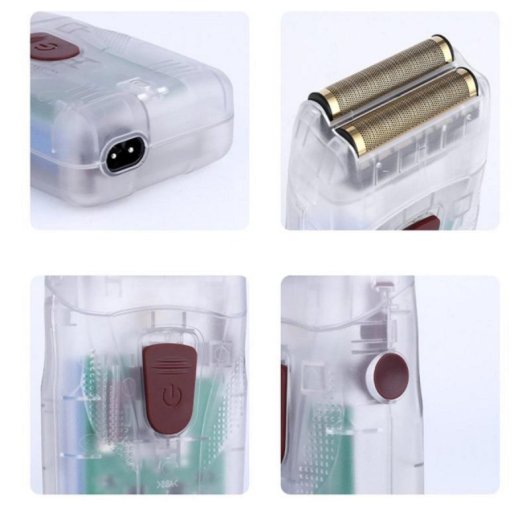 Rasiermaschine Transparent 2 Schwimmende Titan-Klingen 600 mAh USB Wiederaufladbar