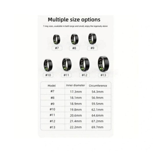 Anello Smart Tracker Health Inox IP68 Compatibile iOS Android Monitoraggio Sonno Cardio