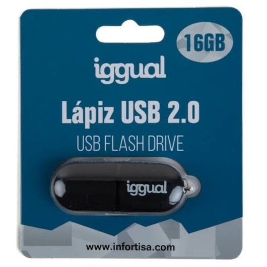 Chiavetta USB iggual PEN16 16GB USB 2.0 Type-A Nero, lettura 480 MB/s, tappo