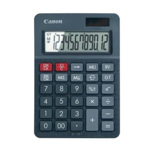 Calculadora Canon AS-120 II Escritorio 12 dígitos Inclinação LCD Bateria Solar Preto