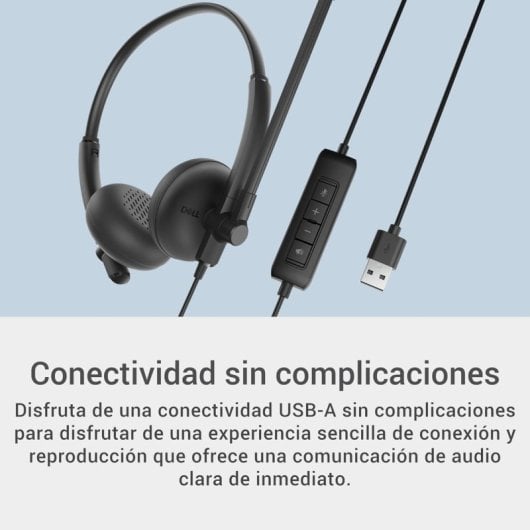 Casque Dell filaire USB-A avec micro Boom, contrôle volume, supra-aural, noir