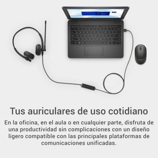 Casque Dell filaire USB-A avec micro Boom, contrôle volume, supra-aural, noir