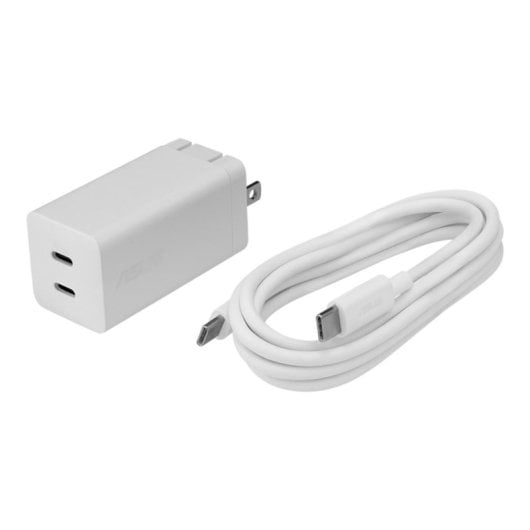 Cargador ASUS AC65-05 65W 2xUSB-C Carga Rápida GaN PPS Blanco 1,5 m Tipo F