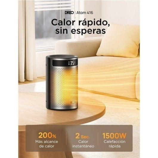 Dreo calefactor cerámico portátil Atom 416 1500W plata y negro