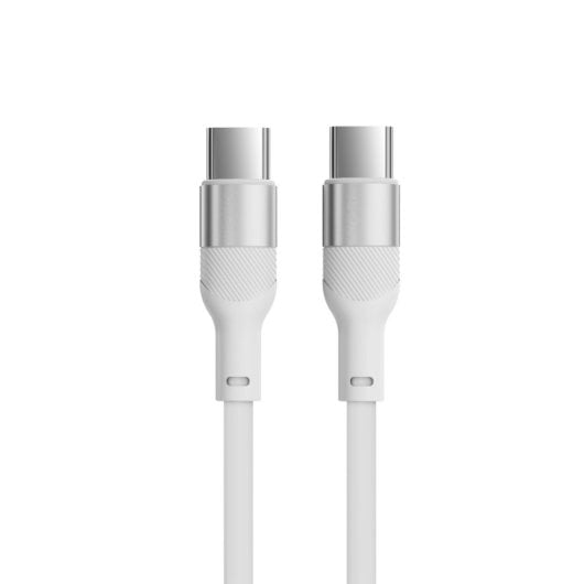 Cabo de carregamento e dados Ksix, 1 m, USB-C para USB-C, carregamento ultrarrápido de 60 W, silicone, portas de liga de alumínio, branco