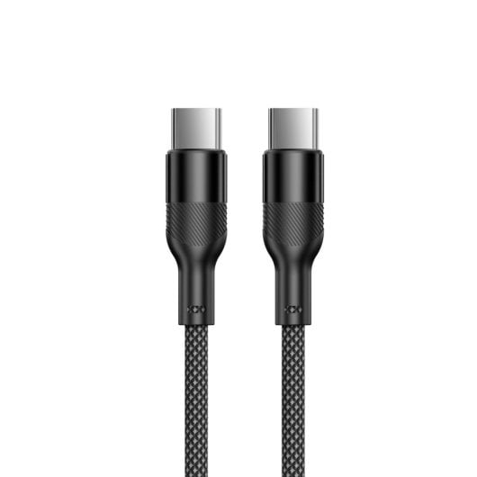 Cabo de carregamento e dados Ksix, 1 m, USB-C para USB-C, carregamento ultrarrápido de 60 W, entrançado resistente, preto.