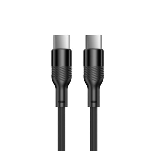 Cabo de carregamento e dados Ksix, 1 m, USB-C para USB-C, carregamento ultrarrápido de 60 W, silicone, portas de liga de alumínio, preto