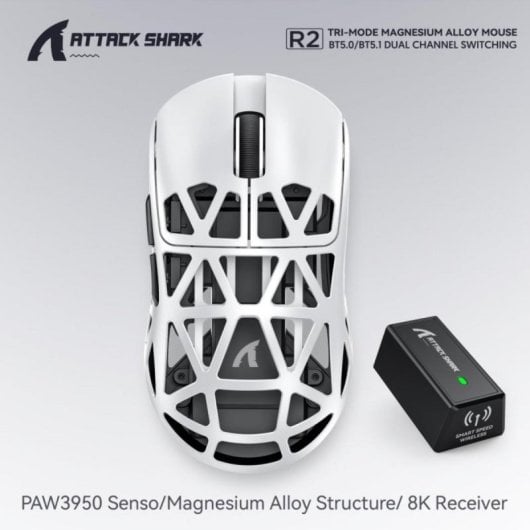 Ratón Gaming R2 Inalámbrico Aleación Magnesio 48 g 8000 Hz Sensor PixArt 3950 42000 DPI