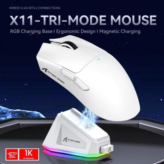 Ratón Gaming X11 Ultraligero 63 g 22000 DPI RGB 3 Modos con Base de Carga Magnética