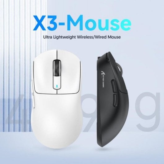 Ratón gaming X3 ultraligero 49 g sensor PixArt 3395 26000 DPI 200 h batería