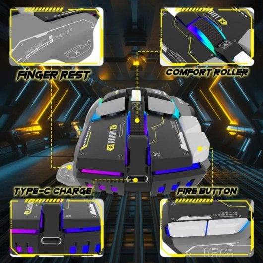 Ratón Gaming G6 10 Botones RGB 3 Modos Conexión Batería 500 mAh Silencioso