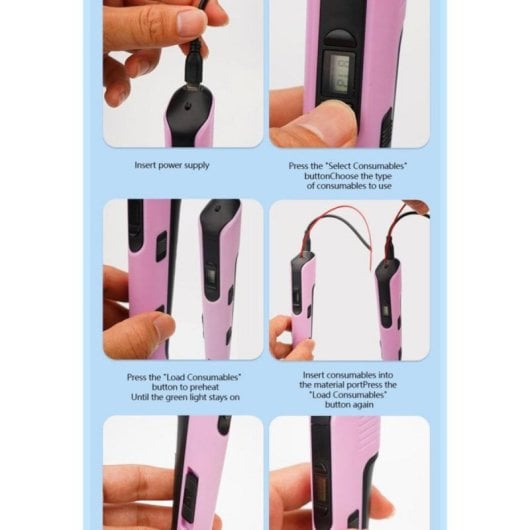 Arzopa 3DX3X12P Caneta 3D LCD para Filamentos PLA / ABS com 12 Cores, Temperatura e Velocidade Reguláveis