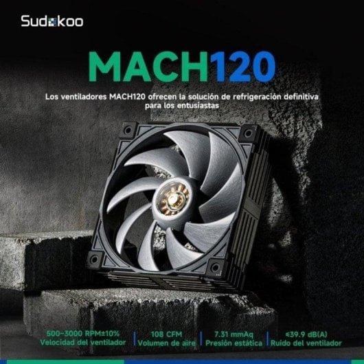 Ventilador PC MACH120 Motor Trifasico Polimero LCP 120mm Alto Rendimiento