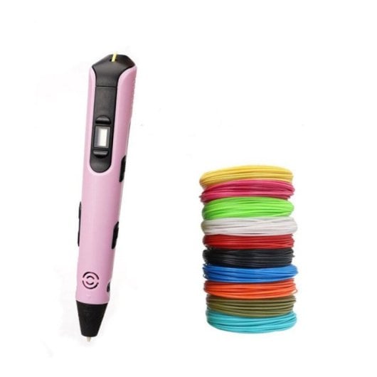 Arzopa 3DX5X10P Caneta 3D PLA/ABS com LCD, Kit 10 Cores, Temperatura e Velocidade Ajustáveis